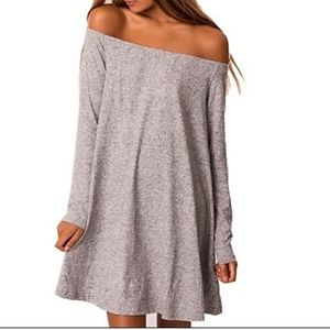 BOUTIQUE Off The Shoulder Super Soft Gray Dress